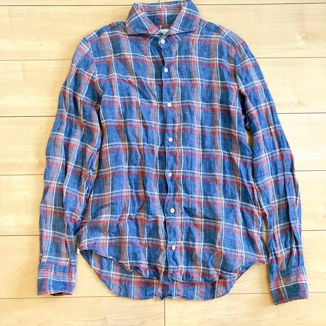 Thumbnail of Excellent condition ✨ Finamore 100% linen Madras check shirt, made in Italy, size S