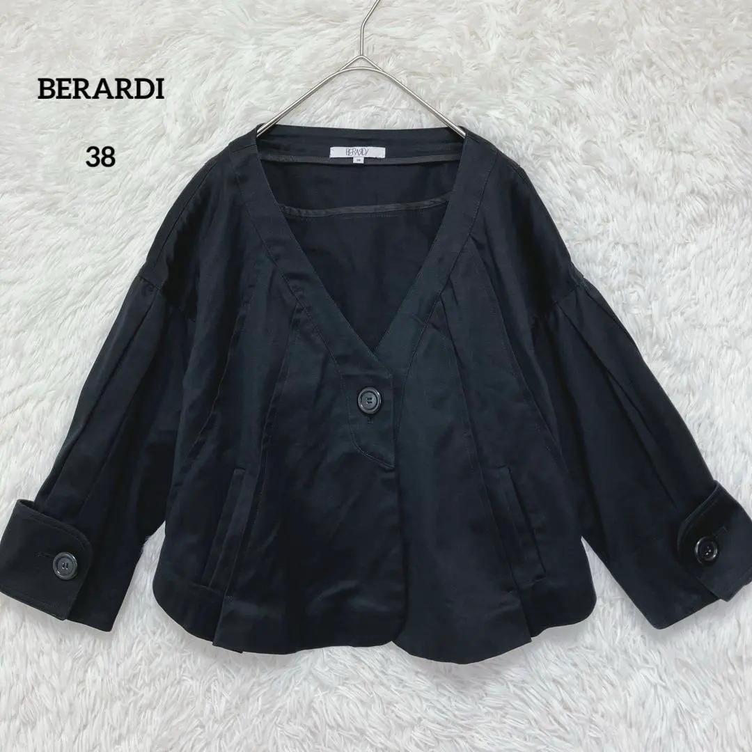 Thumbnail of BERARDI Berardi No Collar Jacket Black 38 Balloon Sleeves Cotton
