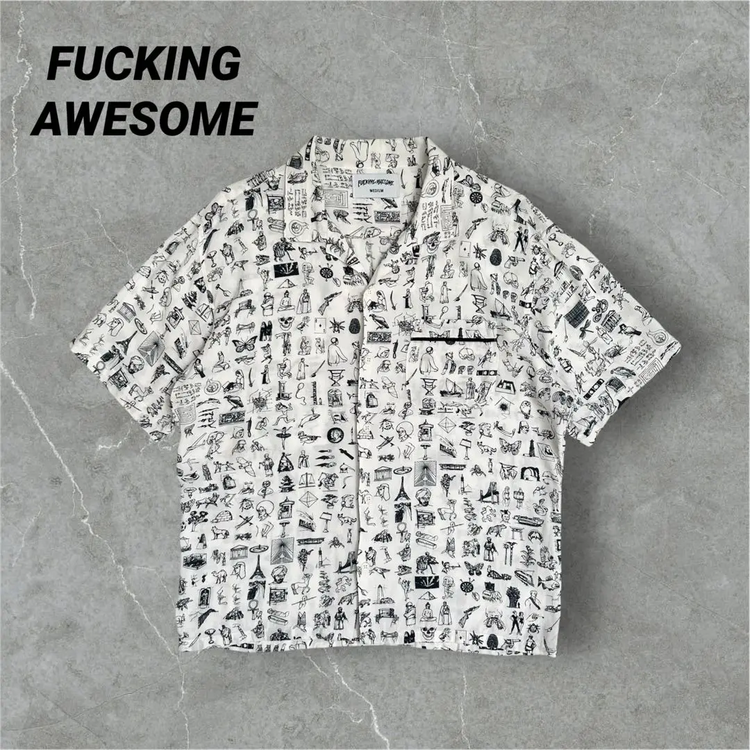 FUCKING AWESOME プリント半袖　レーヨンシャツ Yahoo!オークション - Fucking Awesome 半袖シャツ/M/レーヨン/BLK