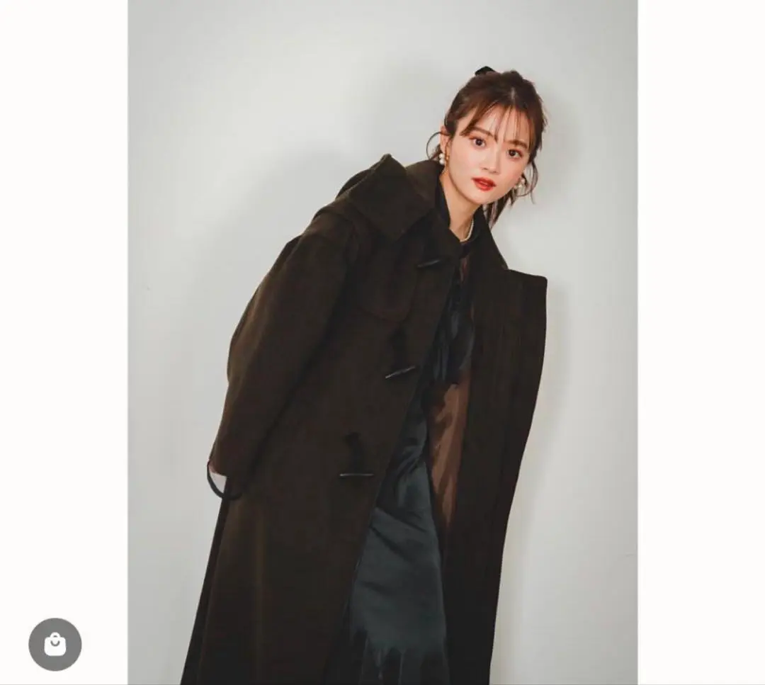 pinue ピヌエ　ロングダッフルコート ホワイト・ブラックチェック pinue ピヌエ ロングダッフルコート ホワイト・ブラックチェック