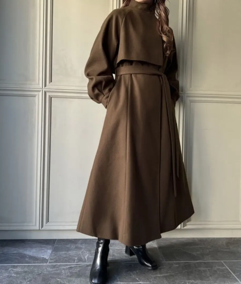 Thumbnail of Stand collar flare long coat