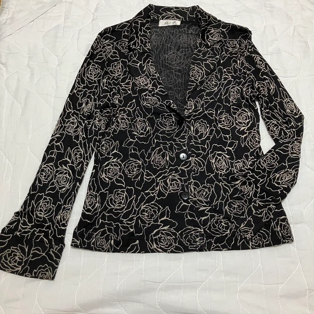 Thumbnail of Silk Flower, 100% Silk, Rose Pattern, Long Sleeve Jacket Cardigan, Women's