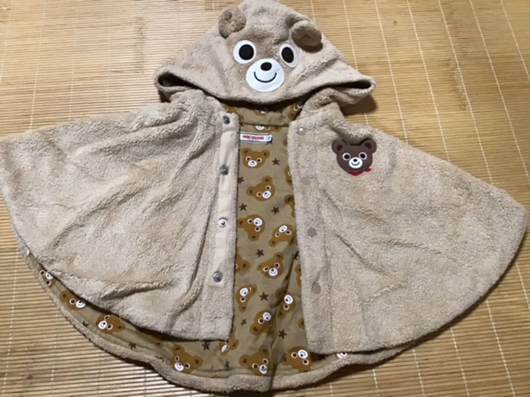 Thumbnail of Miki House poncho, beige, costume, outerwear, bear, coat