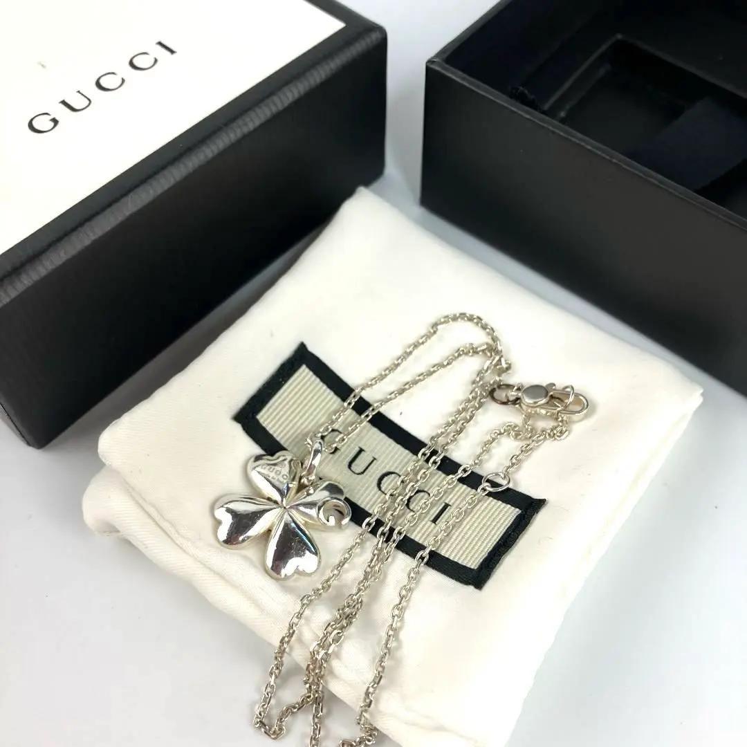 新品仕上 グッチ GUCCI クローバー 四つ葉 Gロゴ ネックレス