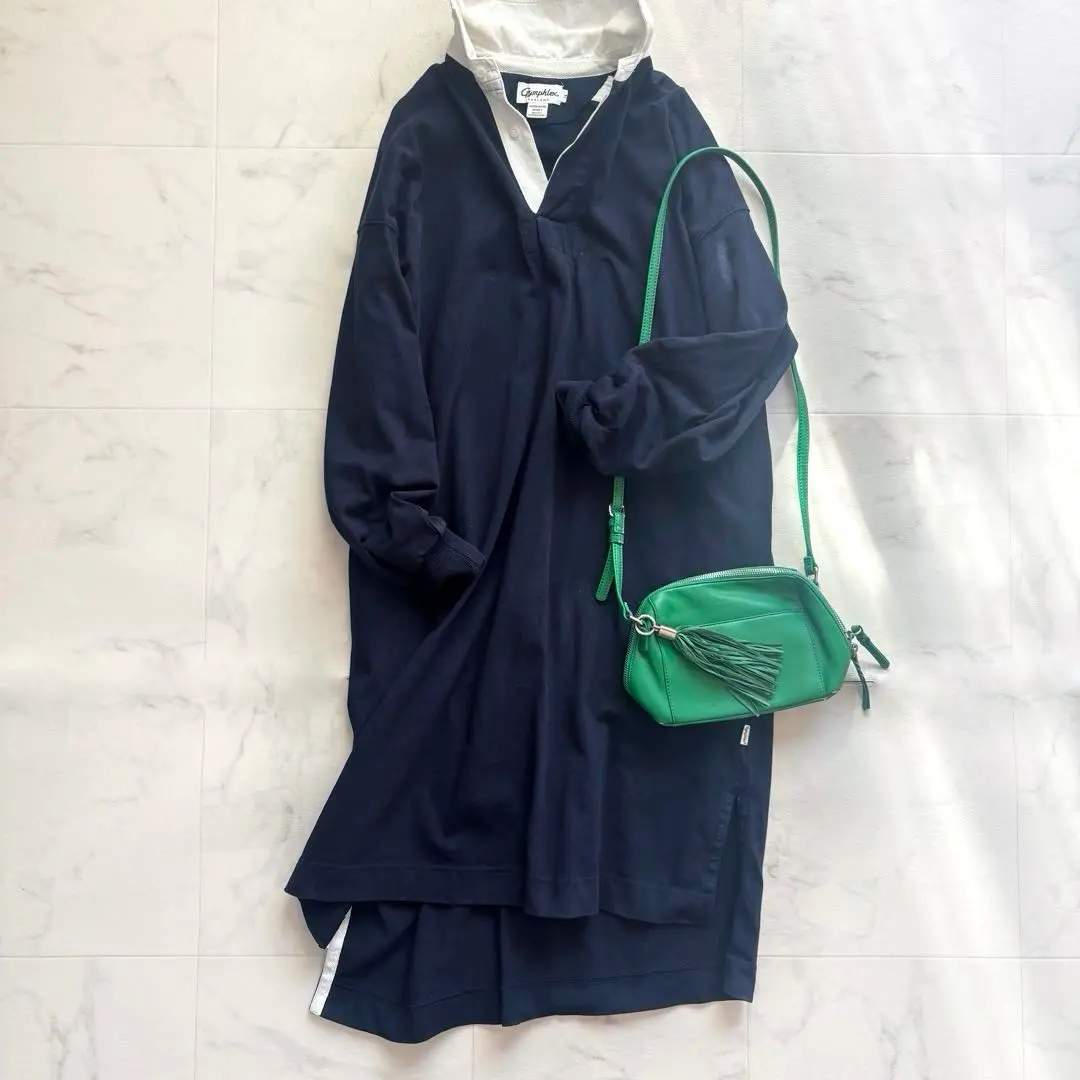 Thumbnail of Gymphlex Cut and Sew Polo Dress Long Sleeve Navy 14 Relaxed Fit