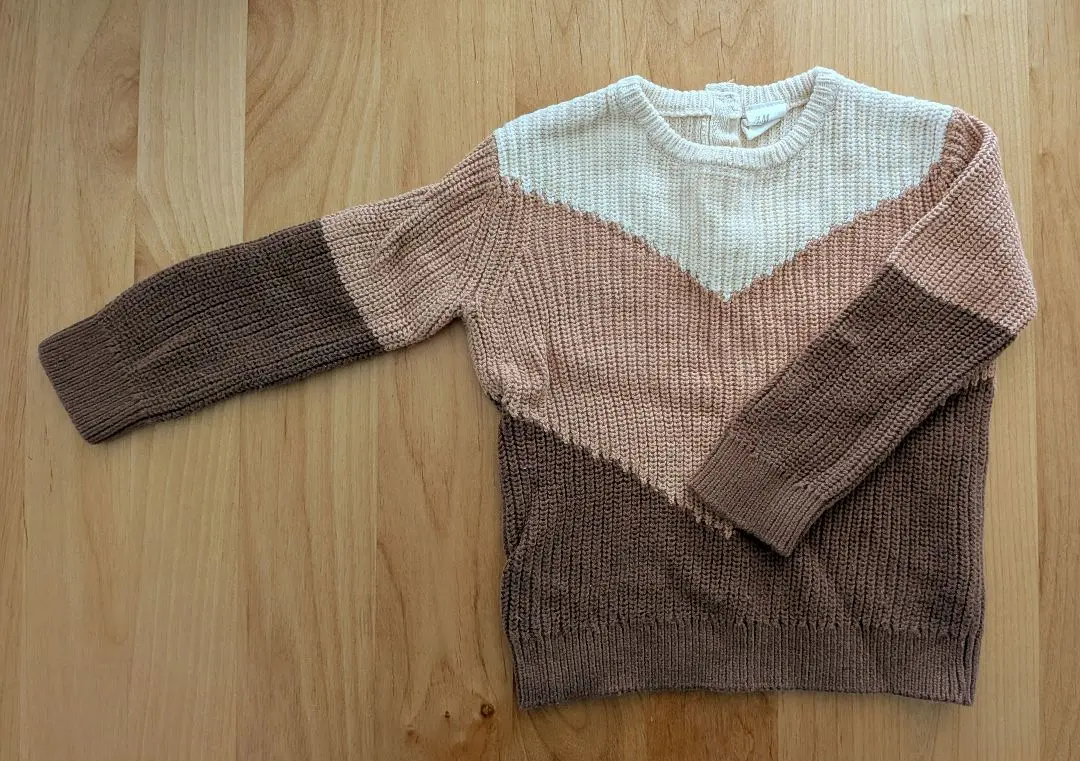 H＆M 長袖針織上衣 70〜80cm 米色 棕色 的縮圖