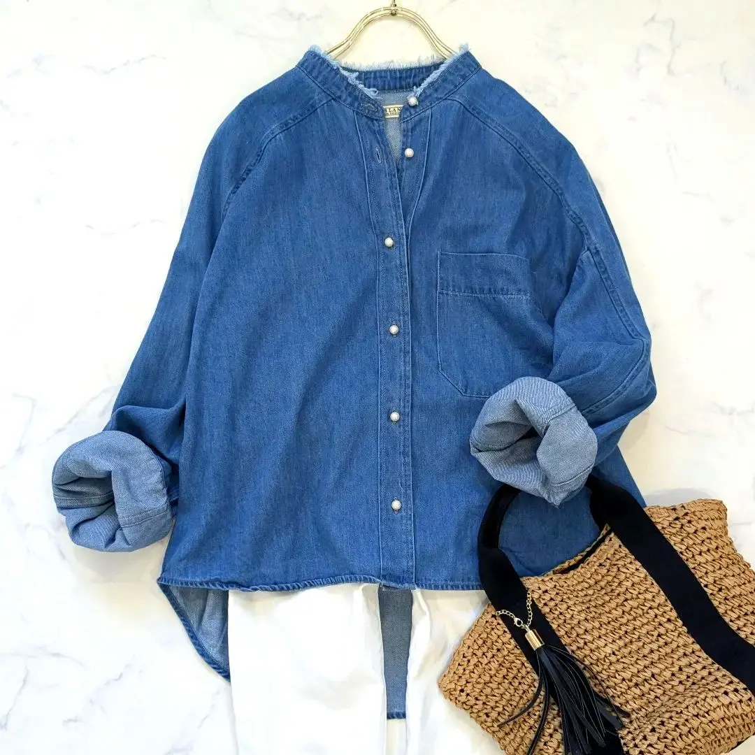 期間限定お値下げ中⭐︎BLANC basqueパールボタン デニムジャケット denimshirt_indigo01.jpg