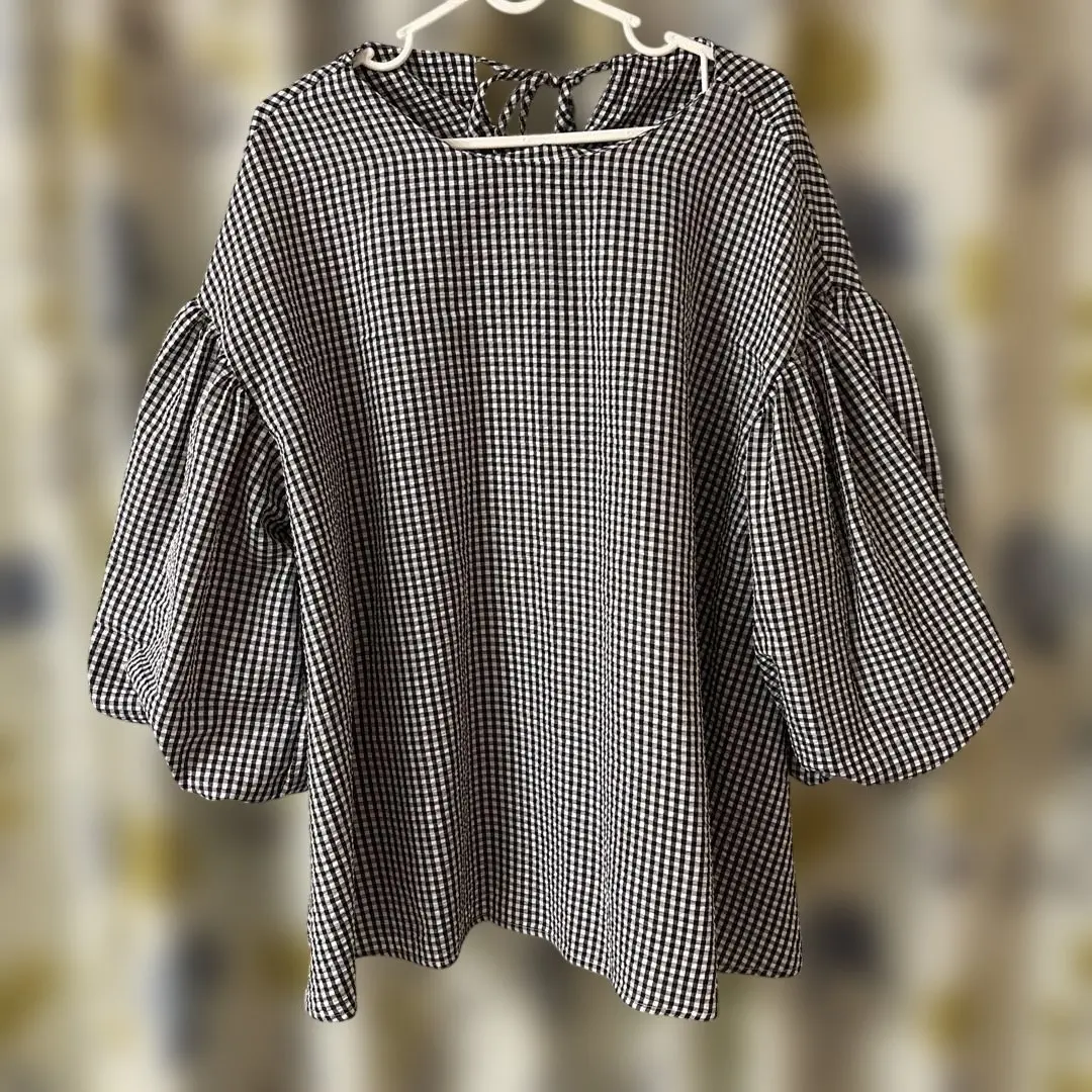 Thumbnail of ★coca★ Gingham Check Balloon Sleeve Shirt ★Size M
