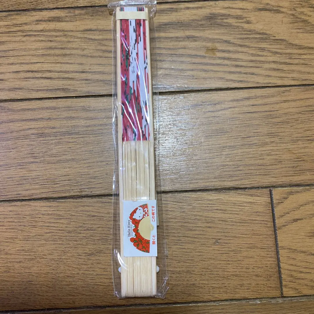 Thumbnail of Hello Kitty Strawberry Pattern Folding Fan, New, Unopened
