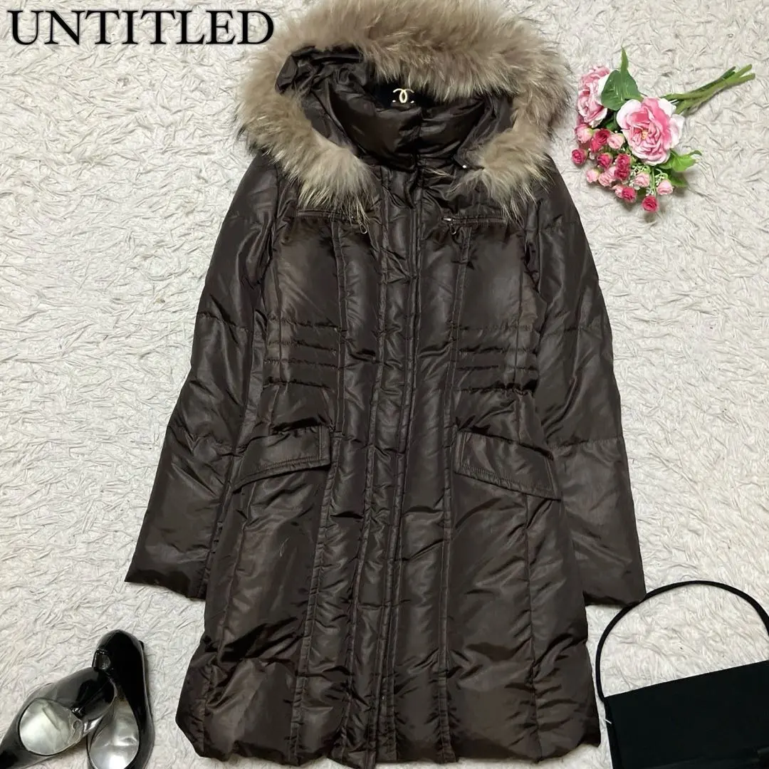 Thumbnail of Excellent Condition UNTITLED Down Coat Fur Size 2 Dark Brown