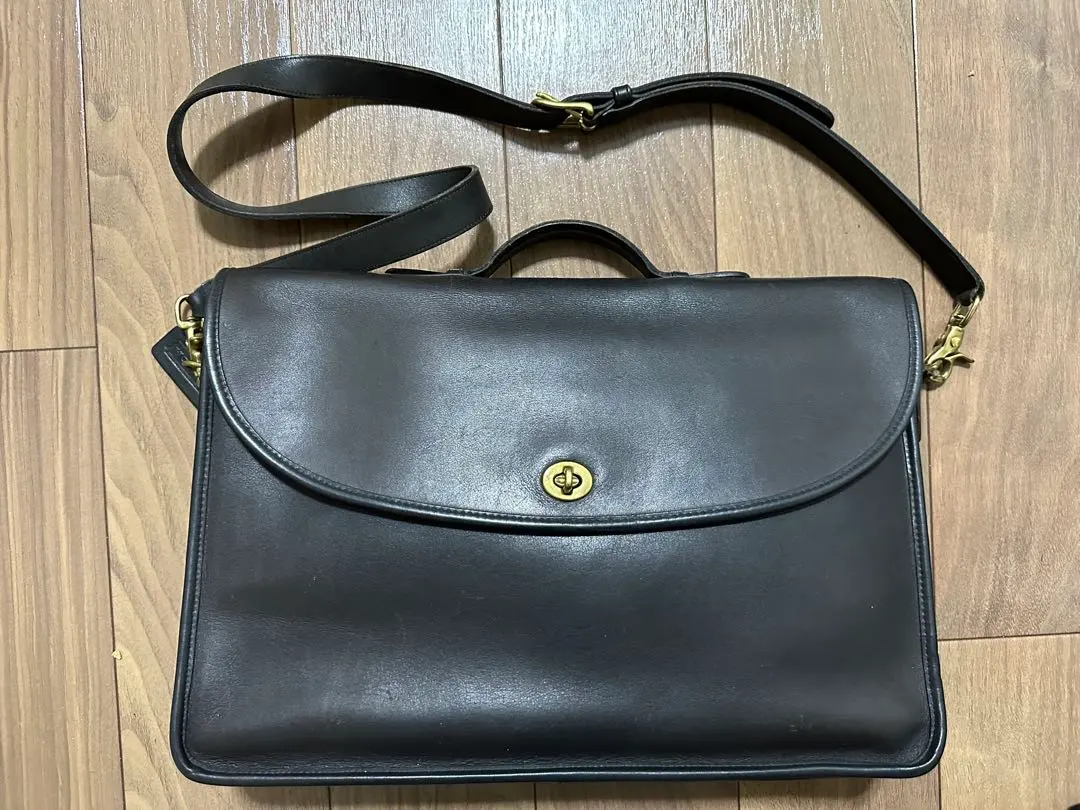 Thumbnail of COACH Turnlock Leather Shoulder Bag, Made in USA, Black