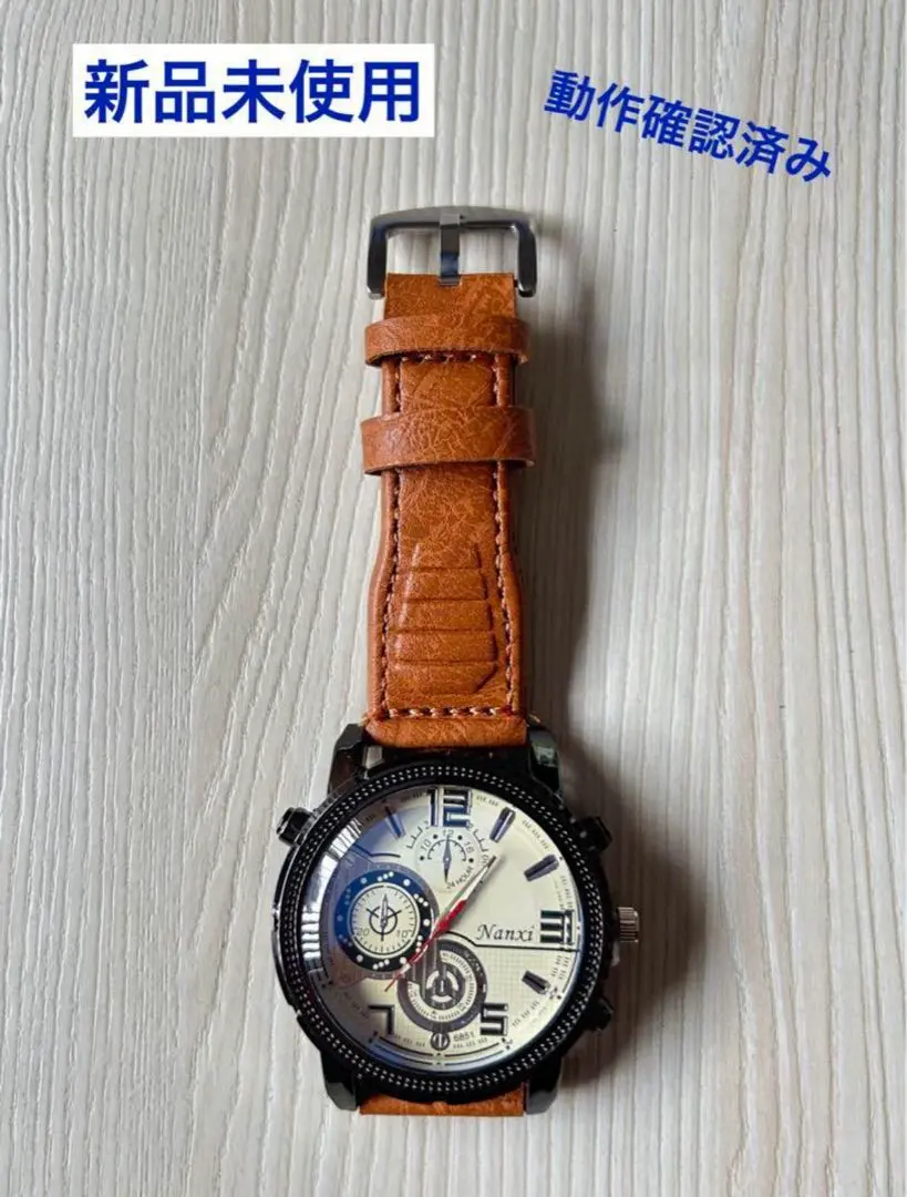 Nanxi 男士時尚設計手錶 合成皮革錶帶 棕色 的縮圖