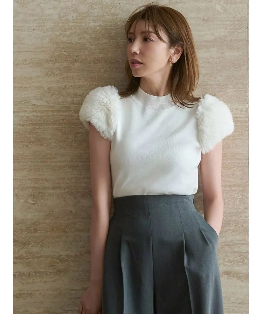 Thumbnail of CELFORD Silk Blend Short Fur Sleeve Knit