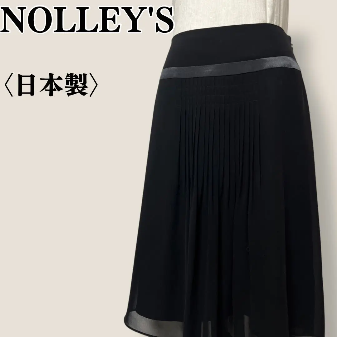 NOLLEY’S 日本製 百褶雪紡裙 38 黑色 高雅 美麗廓形 的縮圖
