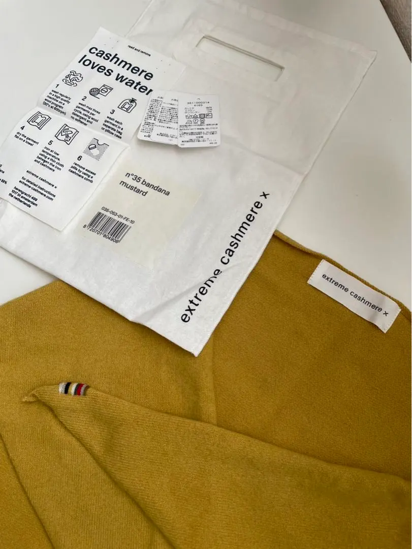 エクストリームカシミア バンダナ ニットスカーフ ゴールド アソースメレ ASAUCE MELER/アソースメレ】シームレストライアングルニット