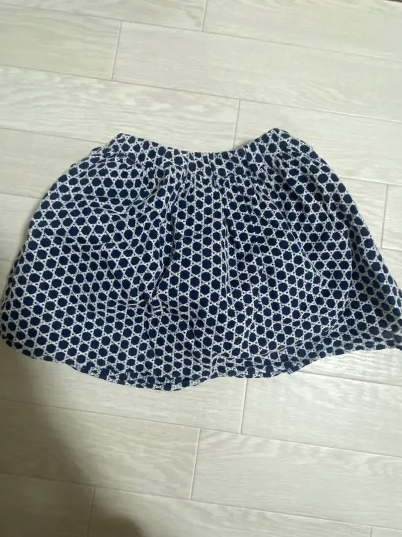 Thumbnail of Navy and white polka dot skirt, 100cm