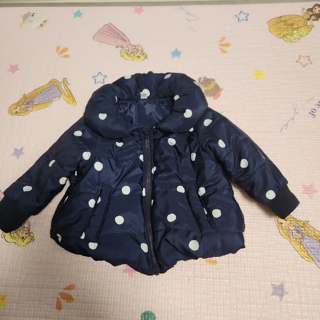 Thumbnail of Navy polka dot A-line outerwear, size 80, autumn/winter