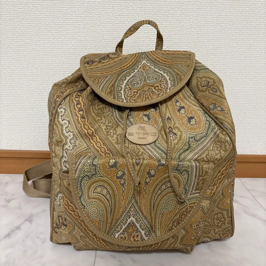 【極美品】ETRO エトロ 巾着型リュック ロゴ刺繍 ベージュ×ブラウン2way 2025年最新】Etro レディース リュック・バックパックの人気アイテム