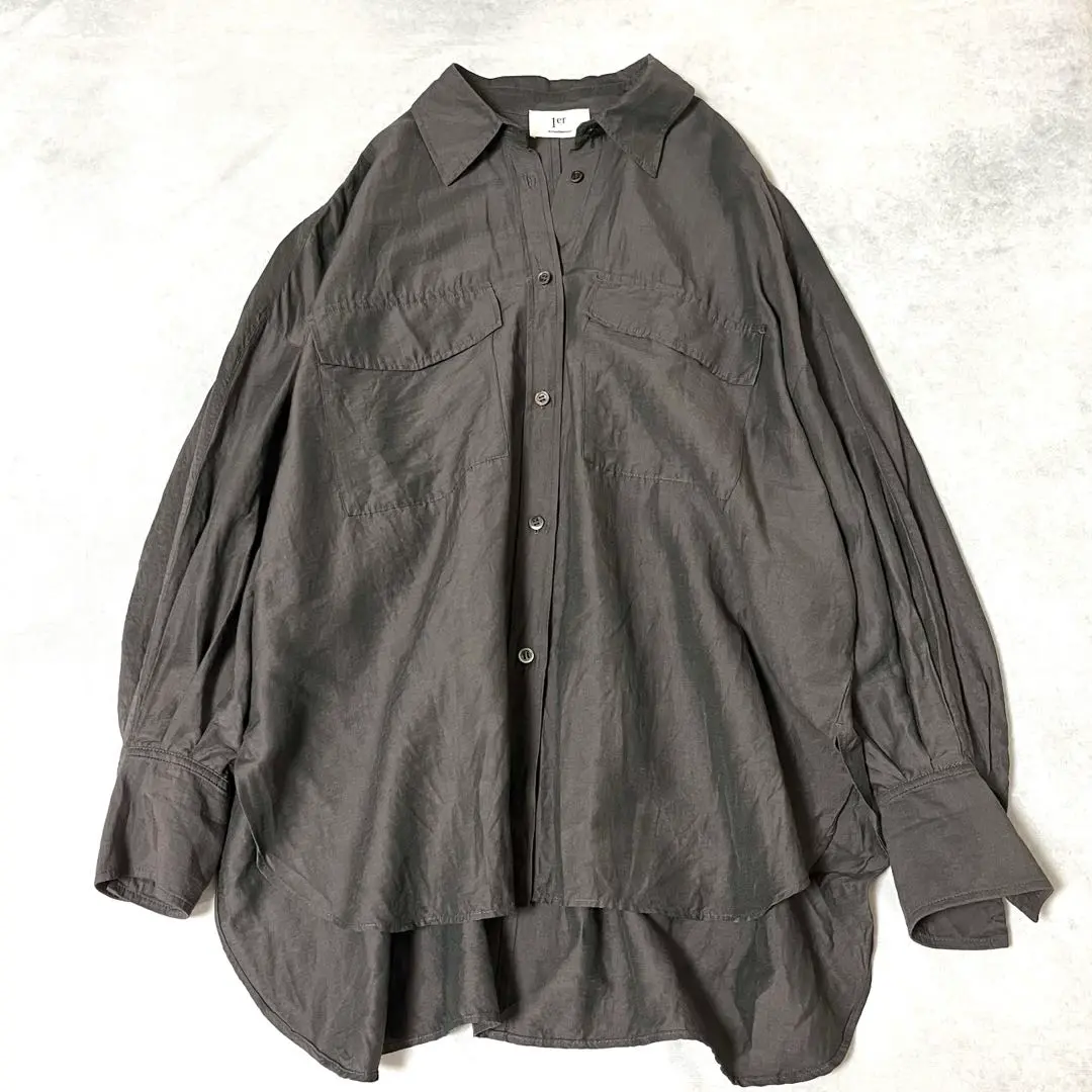 美品 プルミエアロンディスモン 麻100% 長袖シャツ ベージュ ゆったりめ 美品 プルミエアロンディスモン 麻100% 長袖シャツ ベージュ