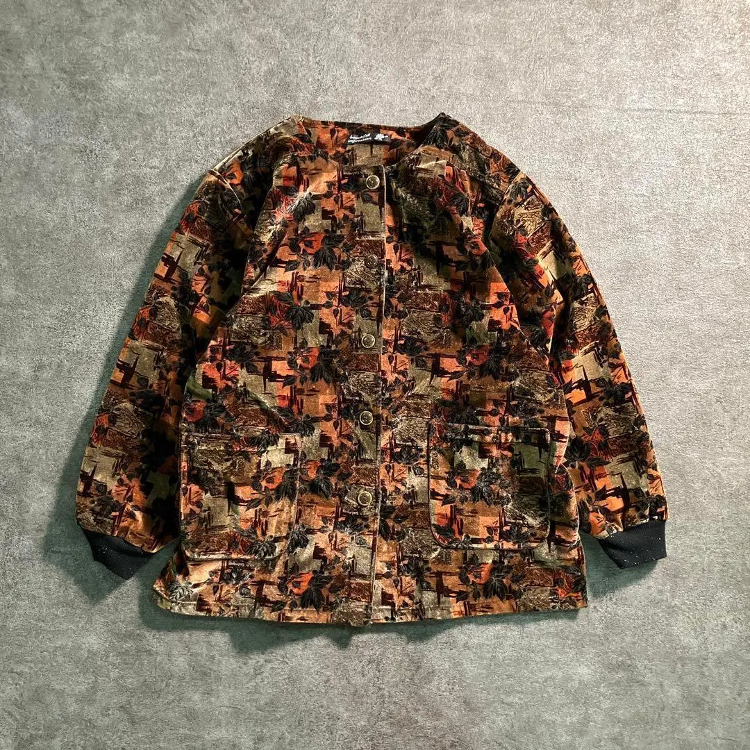 Thumbnail of 6as4 All-over print collarless jacket Retro Smock Vintage clothing