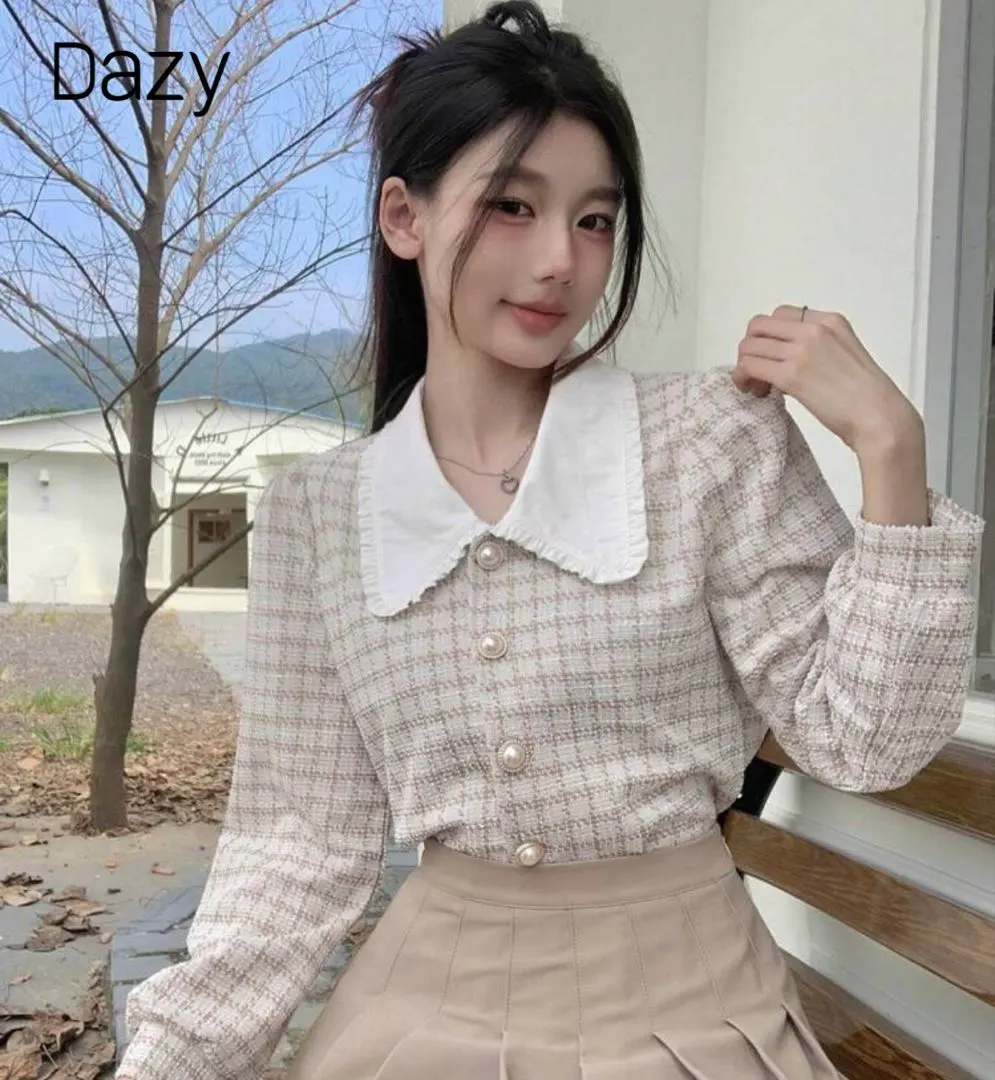 Thumbnail of SHIEN Dazy Pink Tweed Blouse