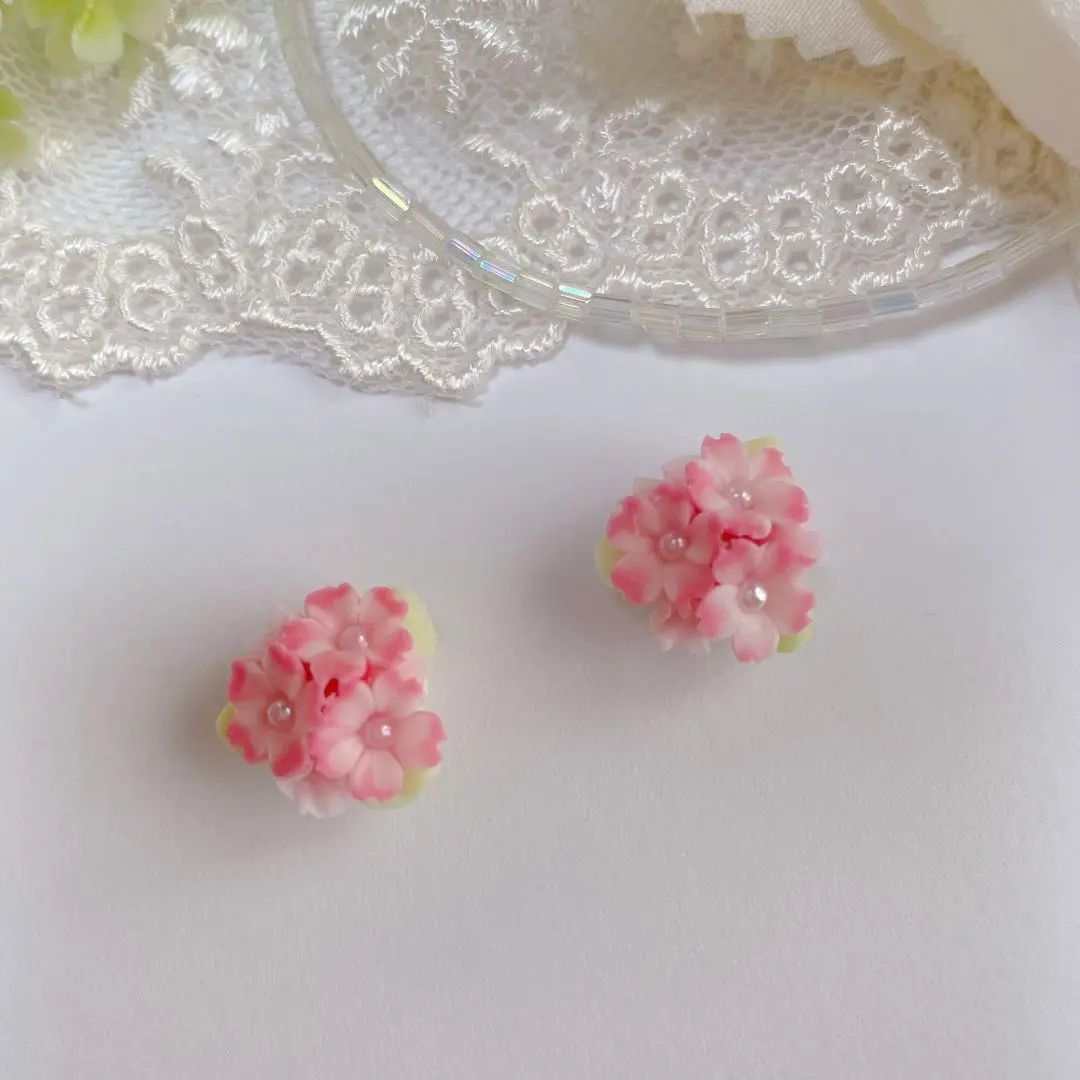 Thumbnail of 3 Cherry Blossom Bouquet Handmade Resin Clay Flower Deco Parts Small Flowers Flower