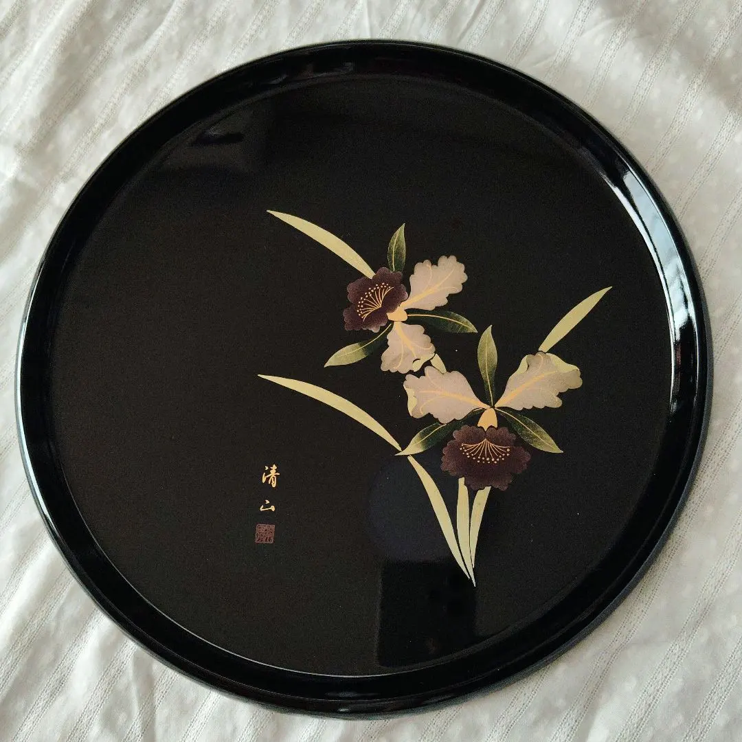 Thumbnail of Aizu-nuri Lacquerware Tray, Seizan作 (Seizan's work), Western Orchid, Cattleya