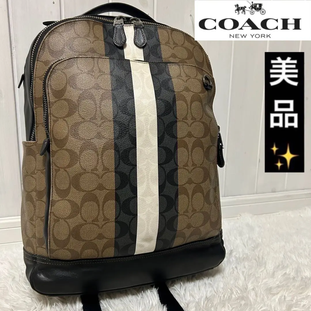 Coach バックパック ベージュと黒 COACH デイバック リュック チャーター バックパック・コーチ