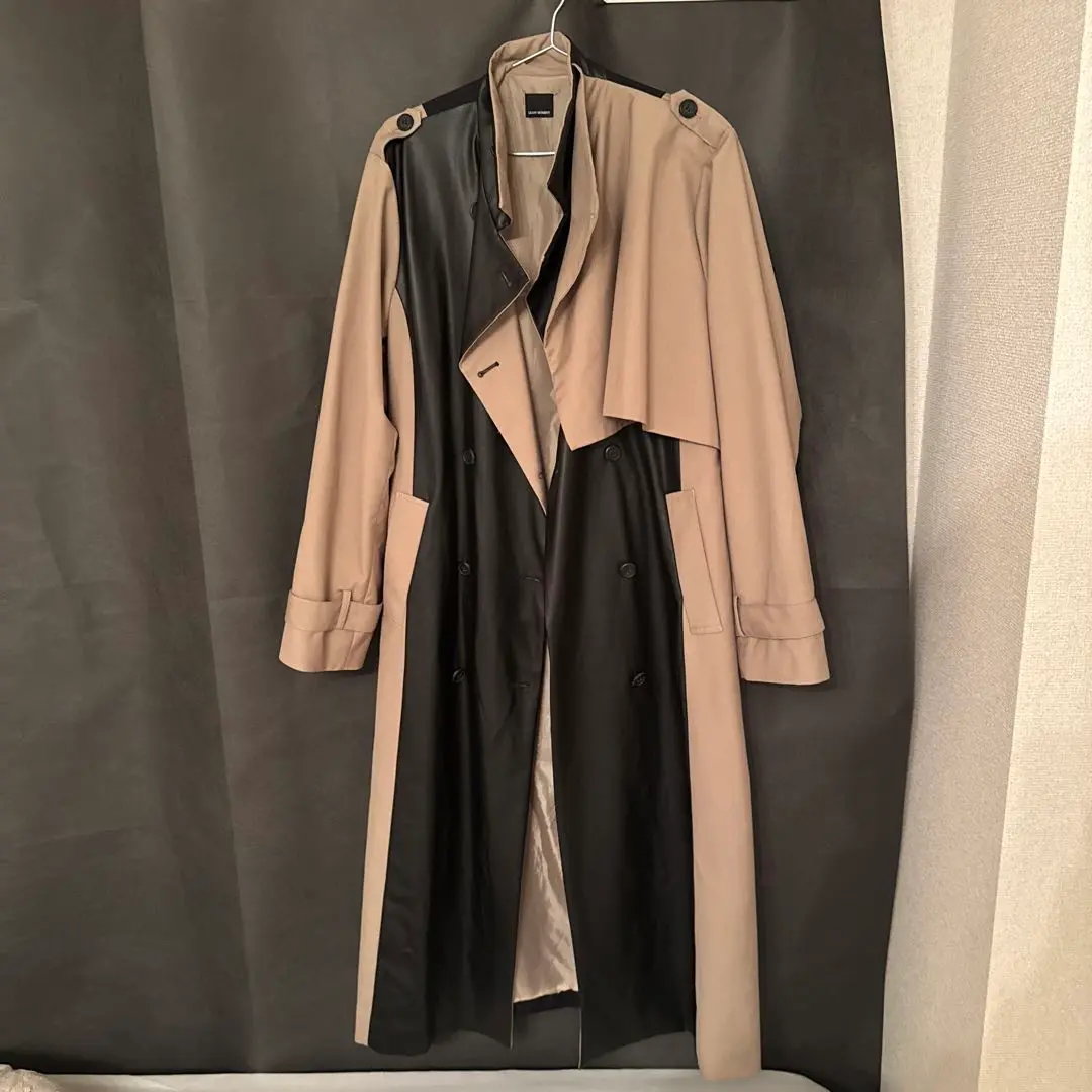 LEANN MOMENT スタンドカラーコート　カラーブロックトレンチコート　M MAISON BREEZE 【SETUP7】くるみボタン ベルテッドトレンチ