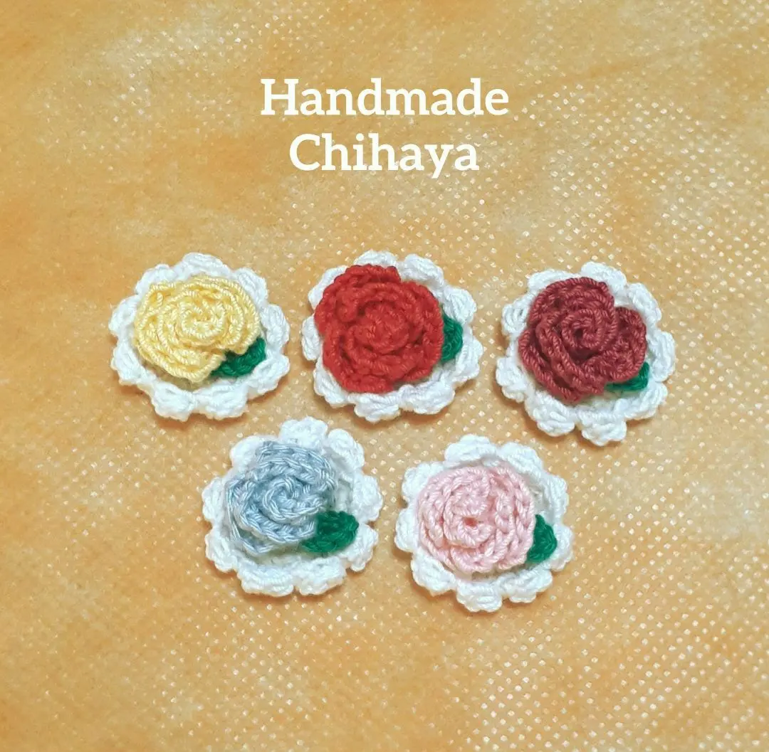 Thumbnail of Mini Rose Flower Motif Crochet 5 Color Set Handmade