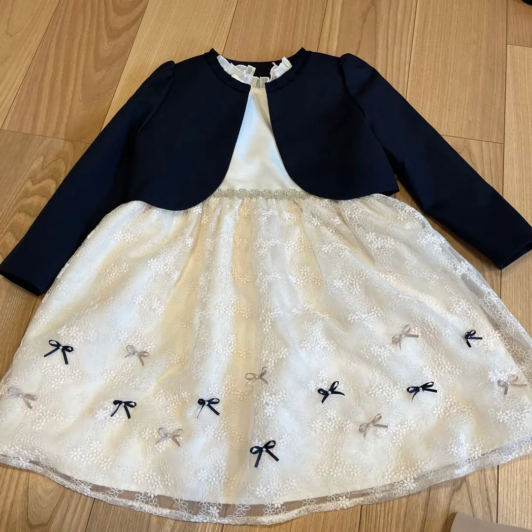 Thumbnail of utremi Ivory Lace Dress Short Sleeve Frill Collar with Bolero