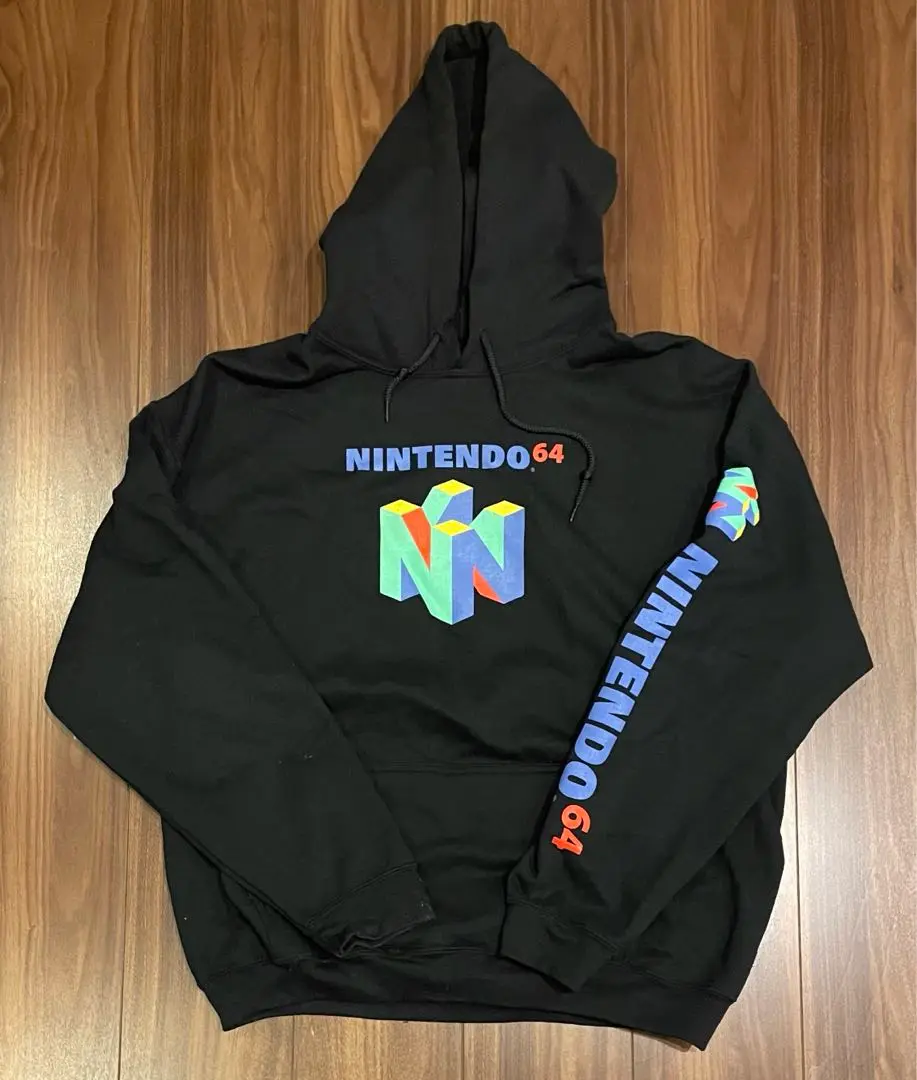 ニンテンドー64 パーカー　ブラック　Lサイズ　スウェット 古着 Nintendo 64 任天堂 ロクヨン ゲーム 企業 ロゴ スウェット