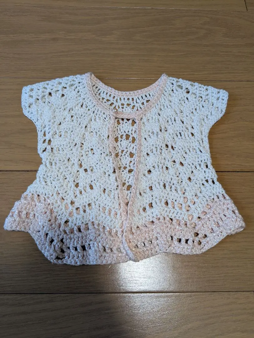 Thumbnail of Handmade Cardigan Bolero for Baby White Pink Size 70-80