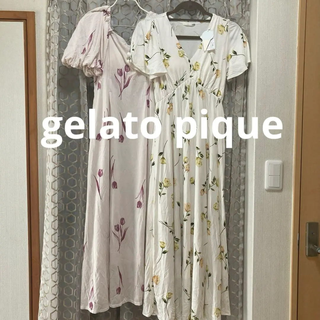 gelato pique ジェラートピケ チューリップ柄長袖ワンピース