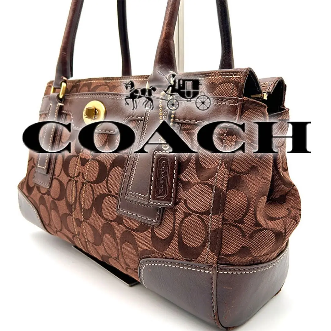 美品　コーチ ハンドバッグ 　coach　11062　ターンロック ブラウン 2025年最新】コーチ 11062の人気アイテム - メルカリ