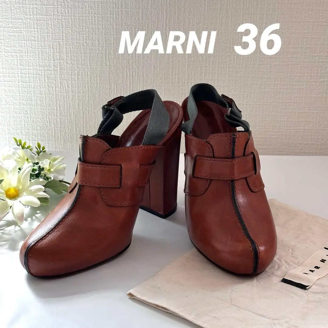 MARNI ほぼ未使用 極太ヒール サンダル ピンク 38 スクエアトゥ