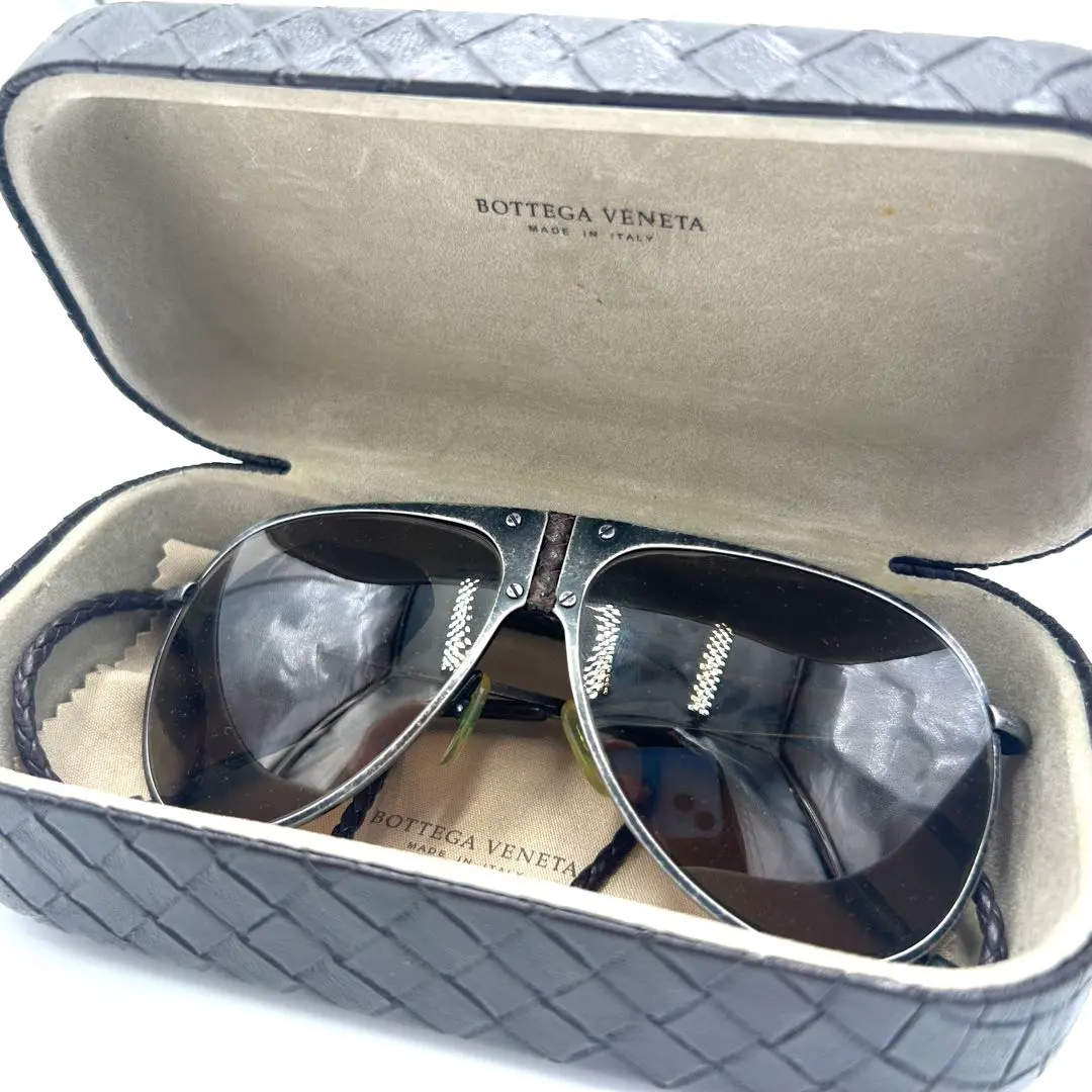 Bottega Veneta サングラス シルバー　最終値下げ シルバー/シルバー/グレーサーディン パイロット サングラス