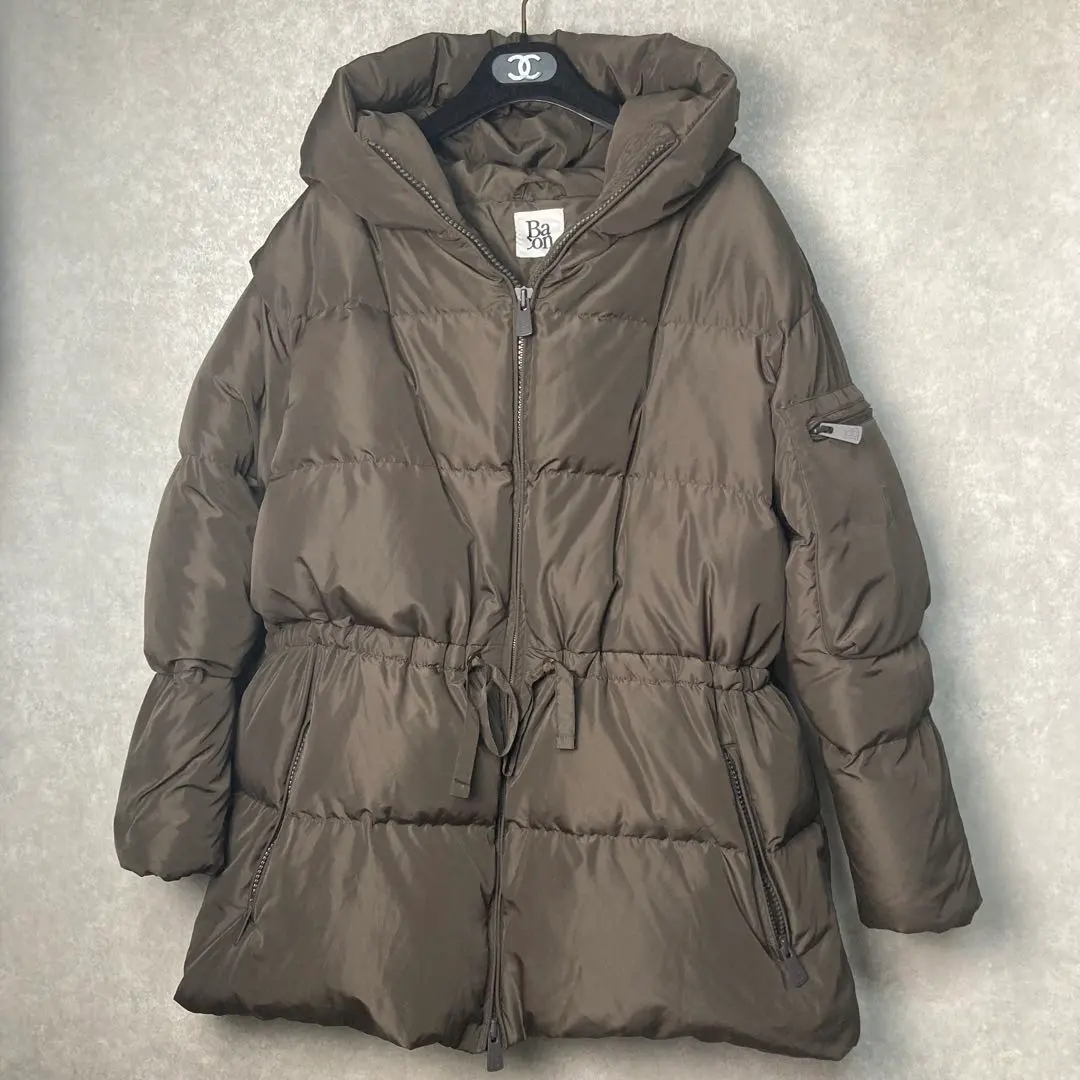 【美品】 BACON ベーコン フード付きジャケット ブラウン サイズS BACON ベーコン ダウンジャケット W CLOUD GDA BACPIGIA331