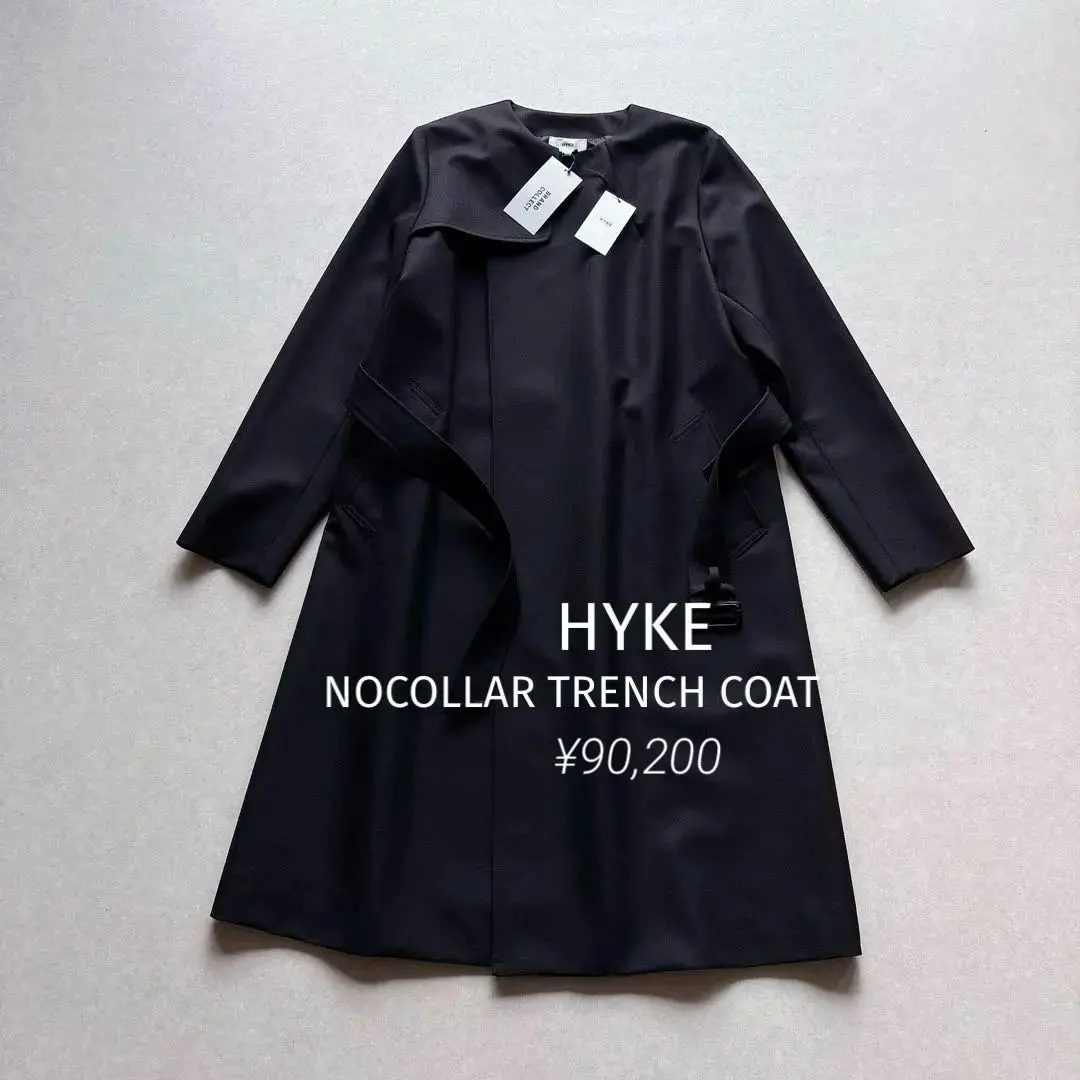 全新標籤★HYKE｜定價9萬 NOCOLLAR TRENCH COAT 黑色 的縮圖
