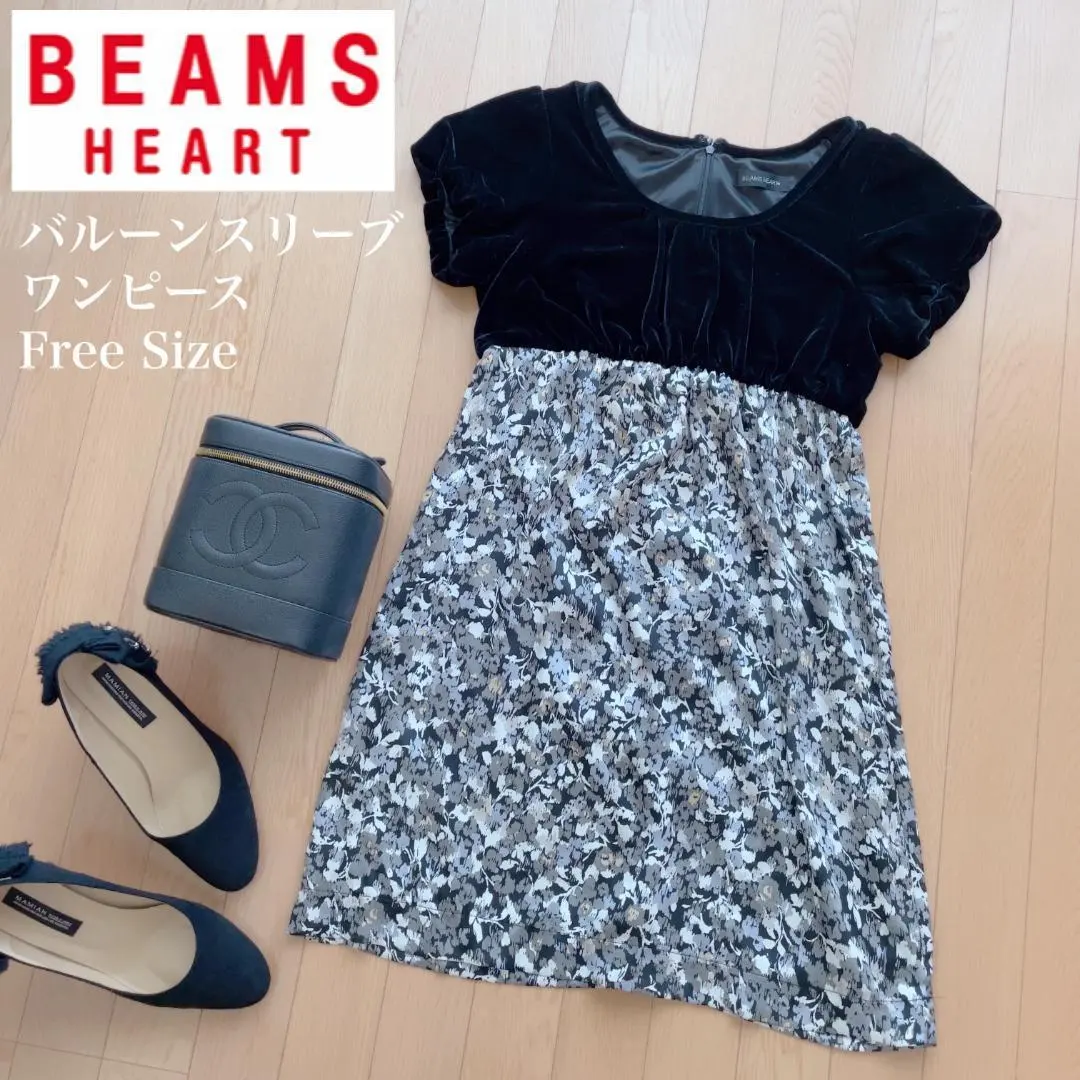 Thumbnail of Beautiful Condition ✨ [BEAMS HEART] Beams Switching Dress ♡ Floral Pattern F Size