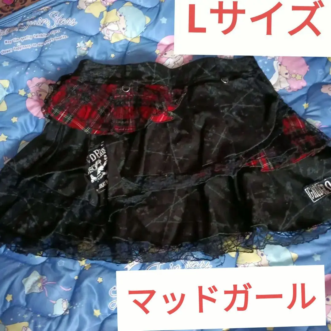 MAD PUNKS　MAD GIRL タータンチェック　スカート　L Used Mad Girl Mad Punks Checked Dress Skull Motif One Piece