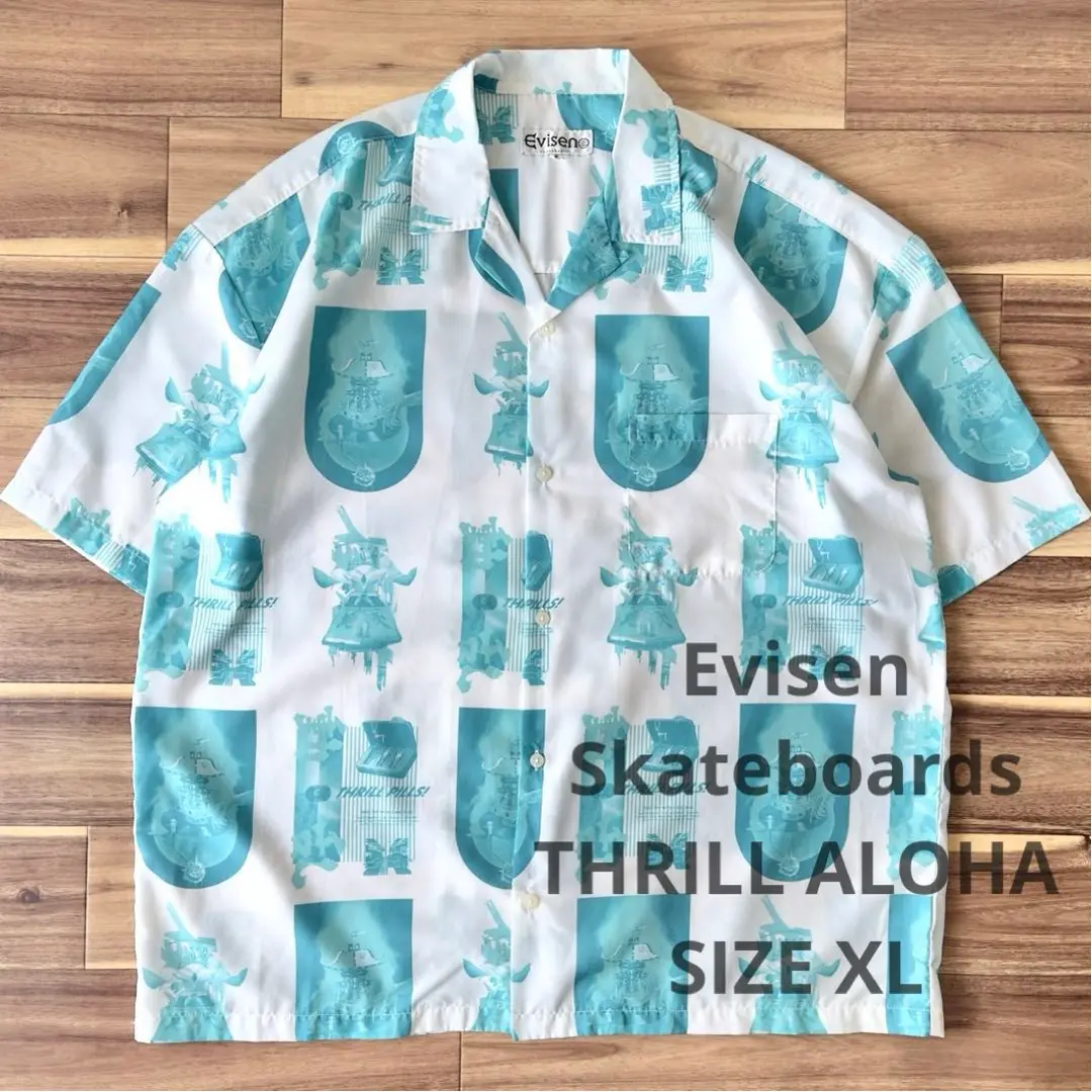 482【美品】Evisen skateboards アロハシャツ　開襟　緑　L 482【美品】Evisen skateboards アロハシャツ 開襟 緑 L トップス