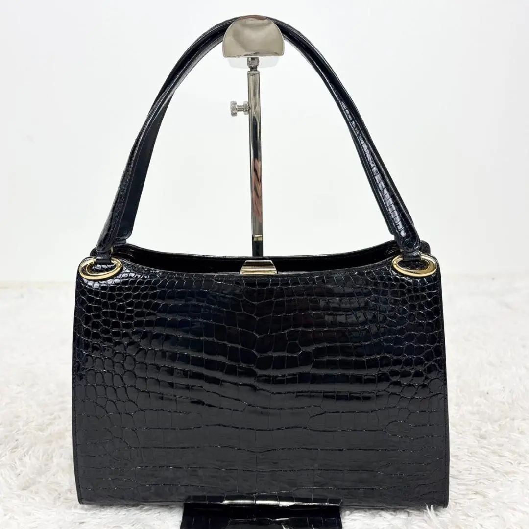 Thumbnail of Crocodile Handbag Exotic Leather Gold Hardware Kisslock Formal