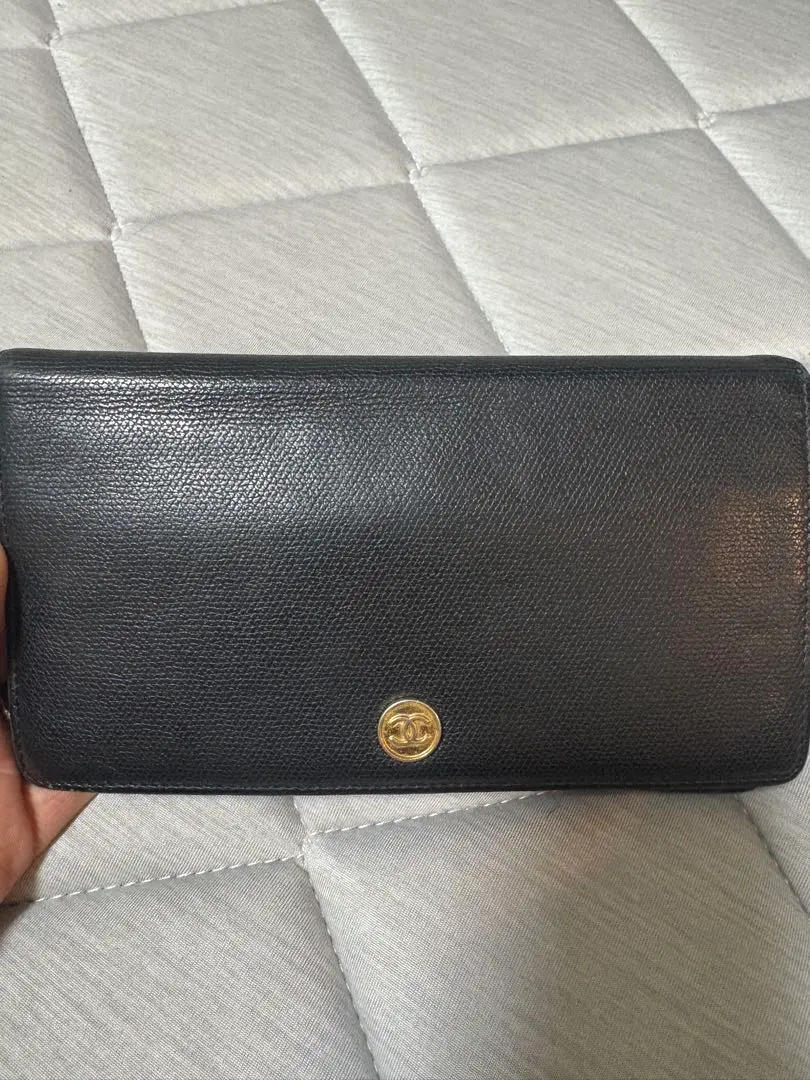 香奈兒 黑色 皮革 長款錢包 的縮圖