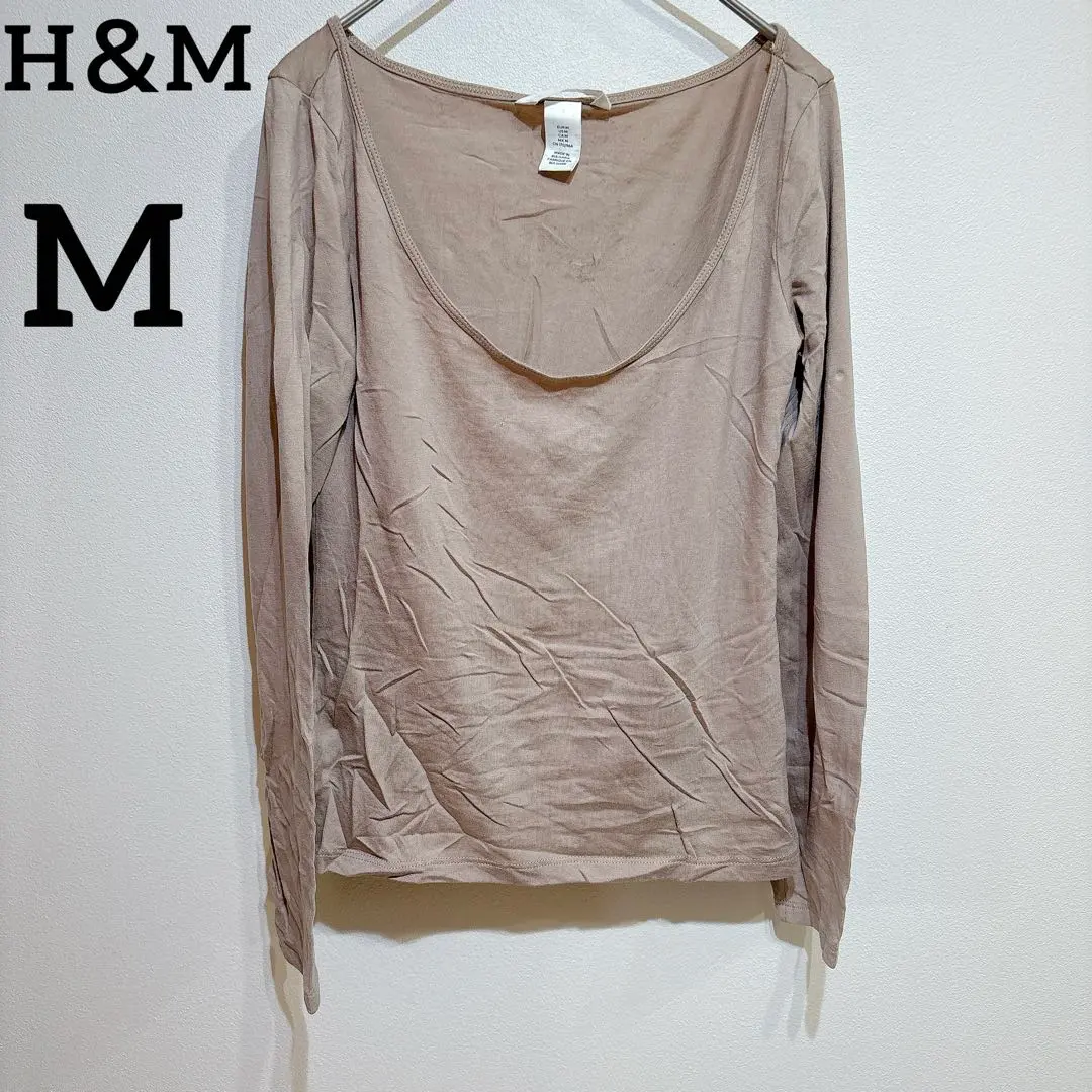 Thumbnail of H&M 【M】Beige Long Sleeve T-shirt Thin Innerwear Long T-shirt Top Solid Color