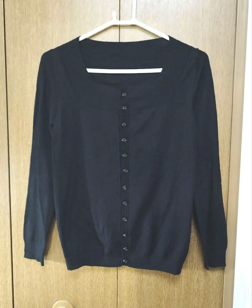 Thumbnail of Jun, long sleeve cardigan, square neck, black, size 38 (M), spring, autumn