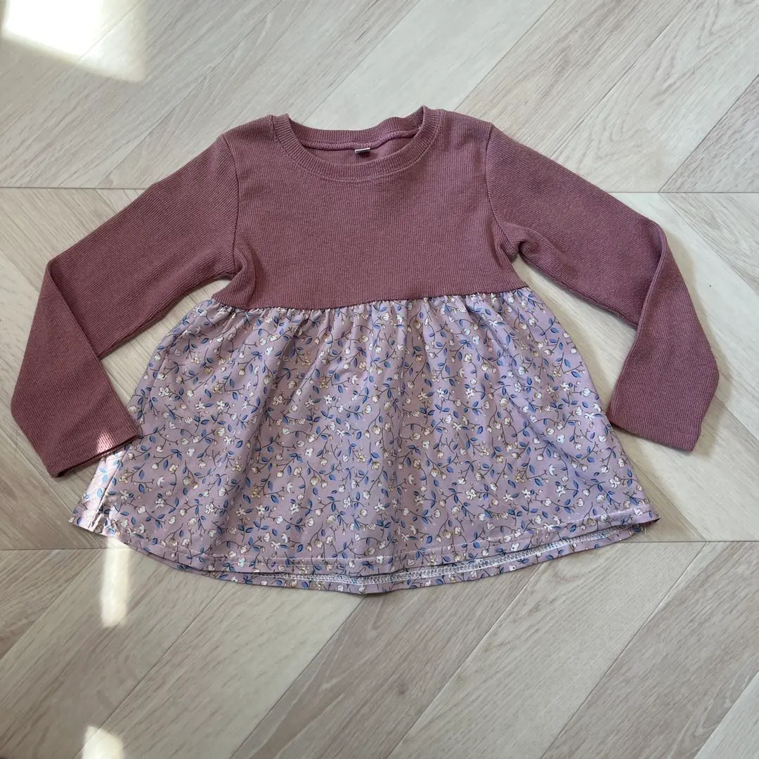 長袖針織衫 尺寸100 粉紅色 花卉印花 的縮圖