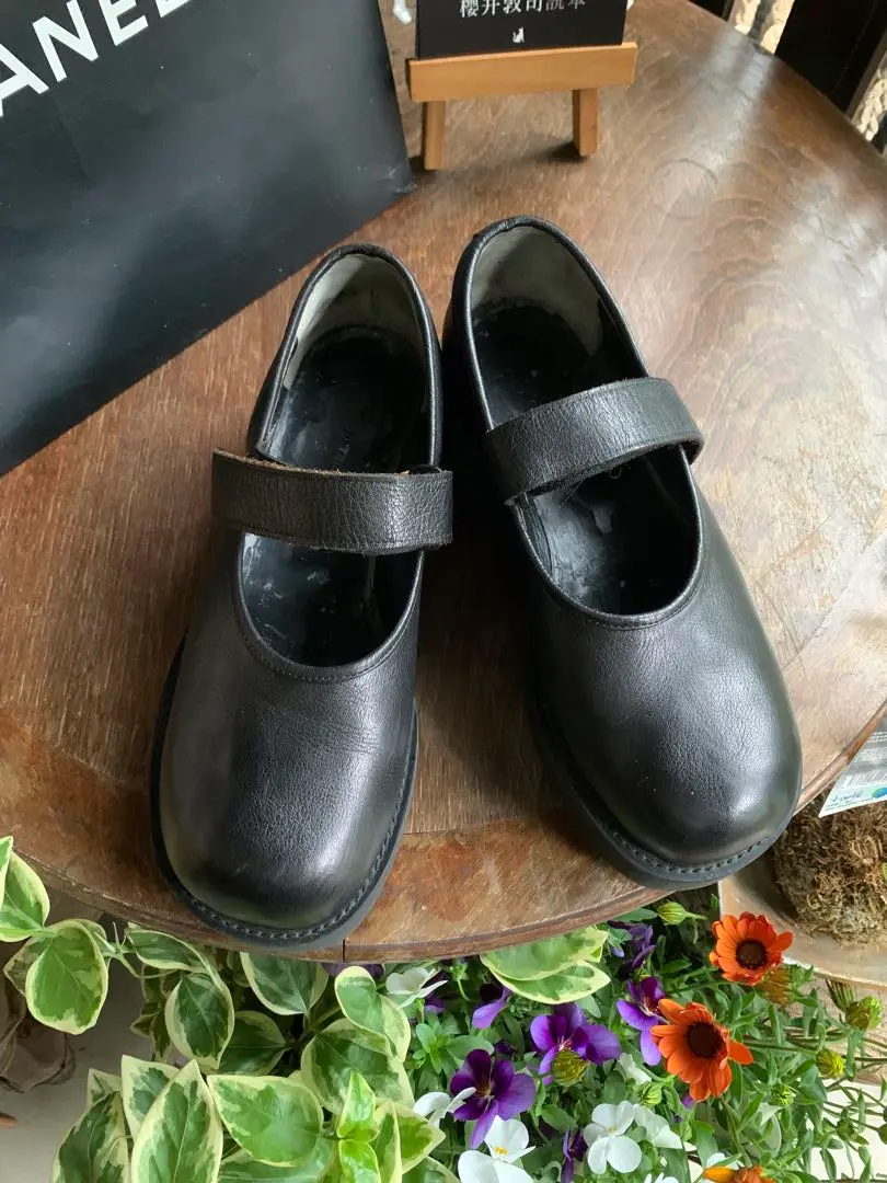 【美品】プルドゥ pour deux 厚底 ローファー ストラップ付 ブーティー 美品】プルドゥ pour deux 厚底 ローファー ストラップ付 ブーティー