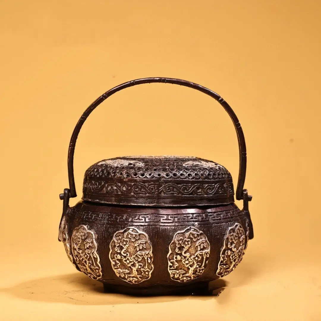 銅製 提梁暖手炉 竹節手提げ暖手炉 香炉 香道具 装飾品 工芸品 置物 銅製 提梁暖手炉 竹節手提げ暖手炉 香炉 香道具 装飾品 工芸品