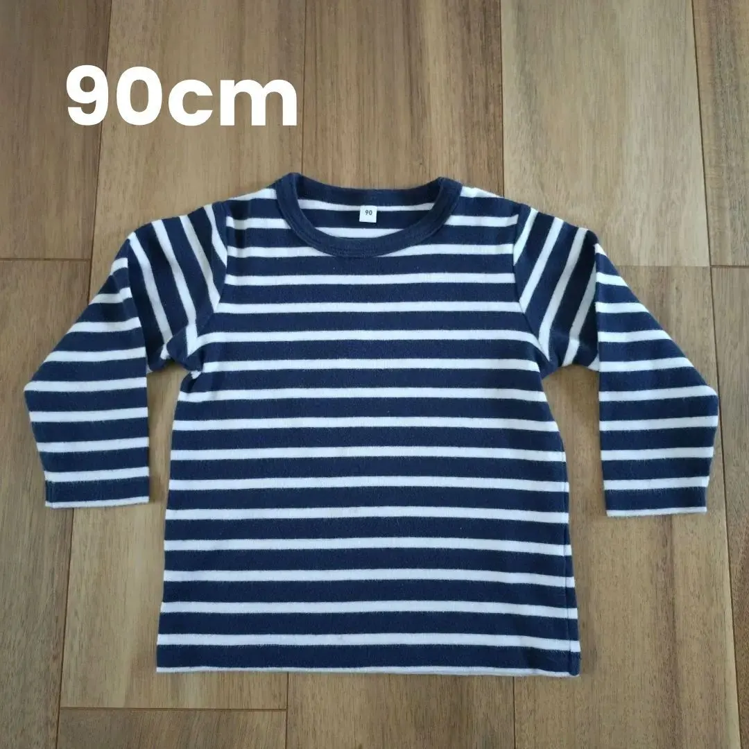 Thumbnail of MUJI Baby & Kids 90cm Striped Long Sleeve T-shirt Navy White